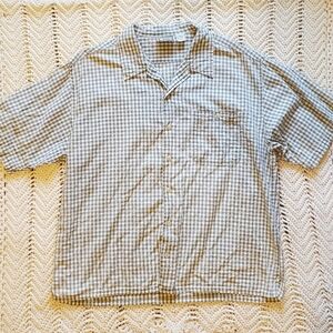 Men's Short-Sleeve Plaid Check Button-Up Shirt - Light Green Industrial Rags XL